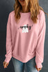 Embroidered Ghost Graphic Raised Stitch Spooky Sweatshirt
