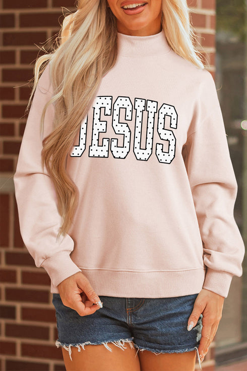 Jesus Polka Dot Mock Neck Tunic Sweatshirt