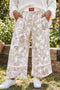 Floral Camouflage Print Framed Trim Loose Leg Pants