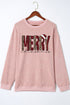 Textured Corduroy Graphic Long Sleeve Pullover Sweatshirt