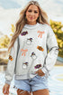 Sequin Ghost And Candy Graphic Pullover Sweatshirt