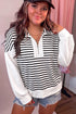 Striped V Neck Long Sleeve Shift Top