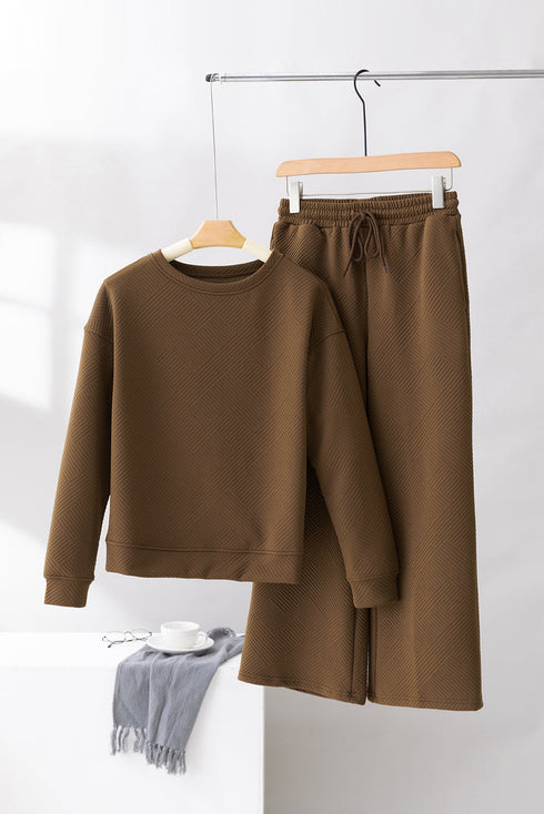 Ultra Loose Textured Slouchy Matching Pant Set