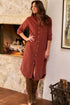 Long Sleeve Button Down Corduroy Midi Dress