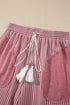 Raw Seam Patchwork Long Sleeve Top Pocket Two Piece Pant Set