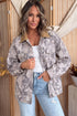 Abstract Camo Print Collar Oversized Shift Silhouette Denim Jacket