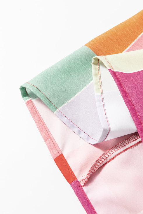 Bohemian Plaid Print Ruched High Waist Maxi Skirt