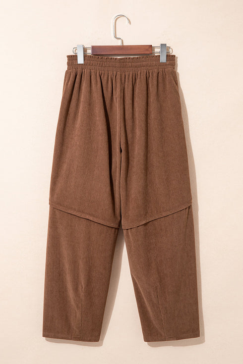 Corduroy Elastic Waist Drawstring Utility Cargo Pants