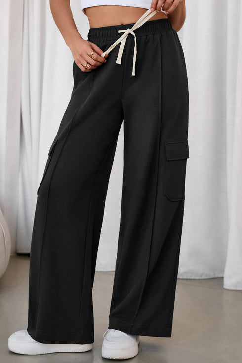 Drawstring Elastic Waist Cargo Patch Pocket Pants