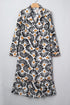 Abstract Floral Print A Line Split Neck Maxi Dress