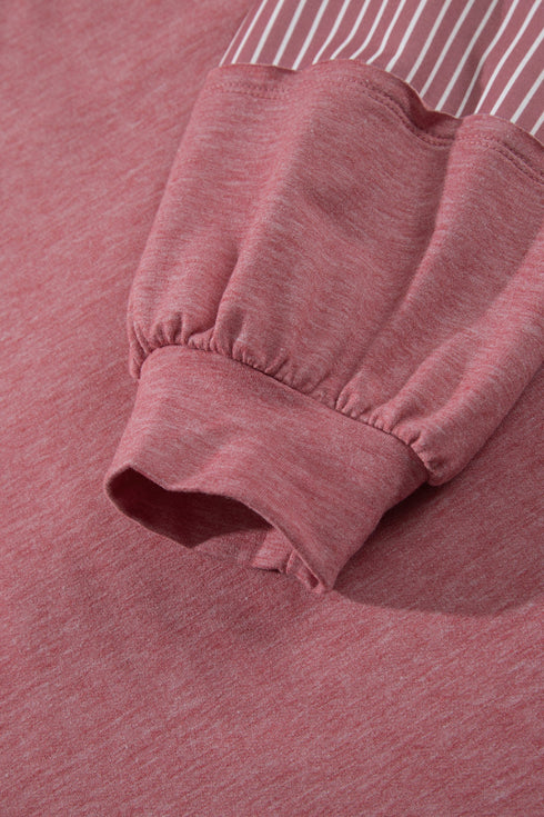 Raw Seam Patchwork Long Sleeve Top Pocket Two Piece Pant Set