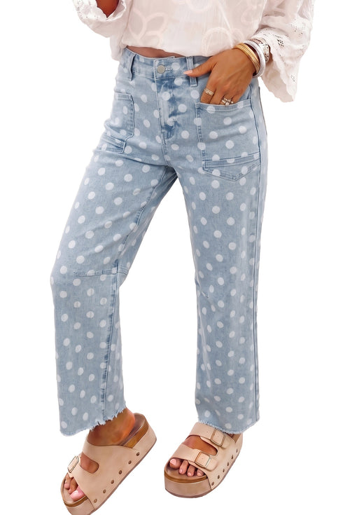 Denim Polka Dot Pattern Slim Fit Jeans