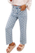 Denim Polka Dot Pattern Slim Fit Jeans
