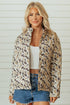 Camouflage Quilted Metal Button Collared Puffer Coat