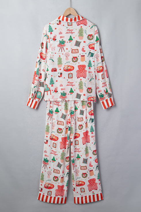 Striped Shift Long Sleeve Top And Pants Lounge Set