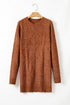 Long Sleeve Cable Knit Crew Neck Sweater Dress
