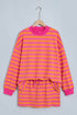 Striped Patchwork Mock Neck Pullover Dress Set