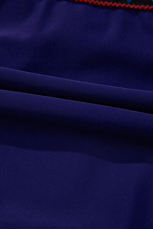 Embroidered Trim Wrap Tie High Waisted Plus Size Swimwear