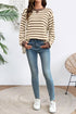 Striped Pattern Patchwork Ribbed Cuff Pullover Sweatshirt