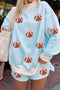 Striped Sequined Pumpkin Baggy Pullover Shorts Two Piece Set