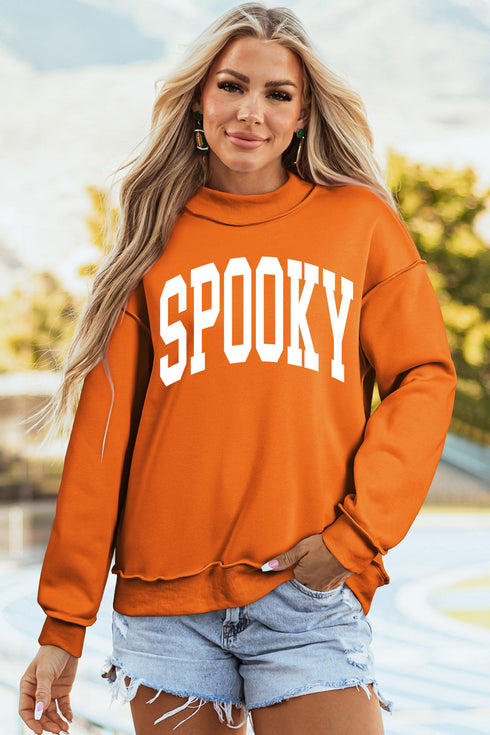 Boo Double Sided Print Reversible Mock Neck Sweatshirt