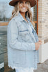 Casual Distressed Raw Hem Flap Pocket Denim Jacket
