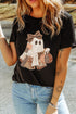 Polyester Cotton Blend Ghost Applique Graphic Tee