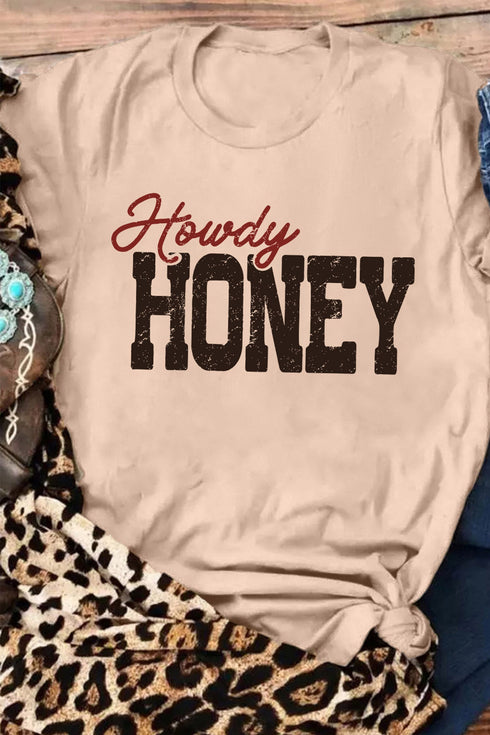Howdy Honey Western Letter Print Graphic Tee