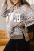 Polyester Elastane Camo Wwjd Graphic Slit Sweatshirt