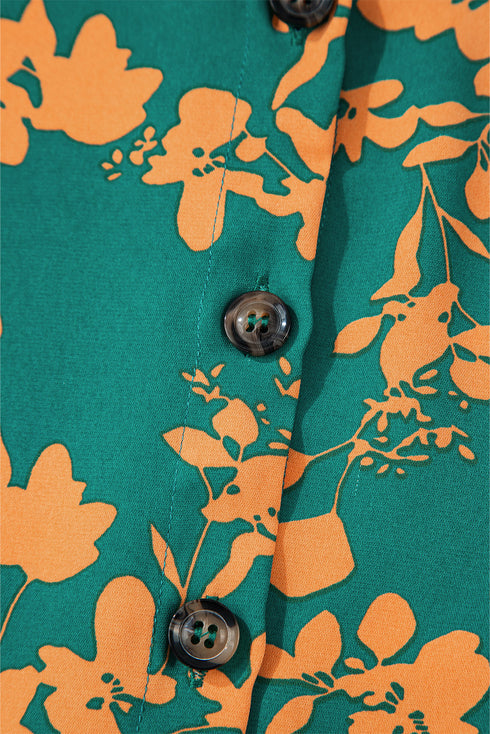 Drawstring Tunic Flowy Short Floral Dresses