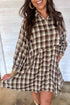 Southern Belle Plaid Long Sleeve Shift Mini Dress