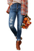 Distressed Button Fly High Waisted Skinny Denim Jeans