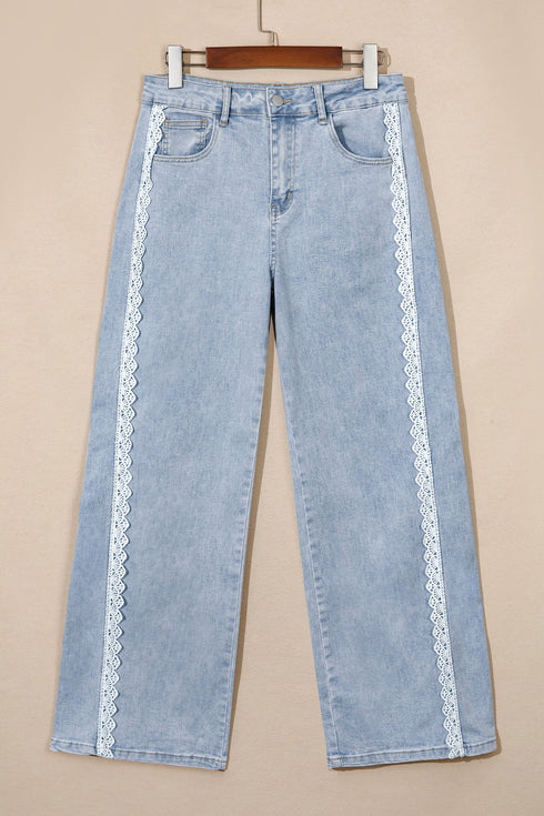 Lace Trim Full Length Regular Fit Jeans