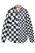 Checkered Print Flap Pocket Button Front Shacket