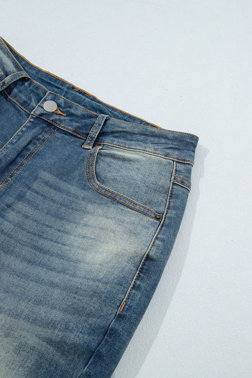 Pocket Detail Flare Leg Silhouette Denim Jeans