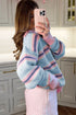 Striped Button Collar Long Sleeve Shift Fit Knitwear Sweater