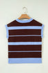 Striped Color Block Sleeveless Round Neck Sweater Vest