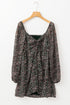 Floral Print Sweetheart Neck Shirred Back Mini Dress