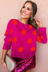 Playful Polka Dot Patterned Knit Pullover Sweater