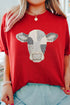 Cow Print Western Patchwork Round Neck Tee