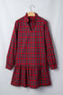 Plaid Long Sleeve Decorated Shift Silhouette Mini Dress