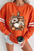 Floral Pumpkin Cross Print Banded Sleeve Graphic Sweatshirt