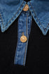 Denim Patchwork Collar Cuffed Mixed Texture Knit Sweater