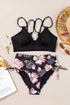 Ribbed Double Strap Tropical High Waist Bikini Set