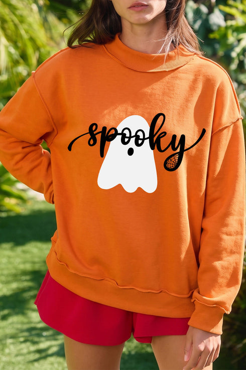 Ghost Reversible Print Mock Neck Pullover Sweatshirt