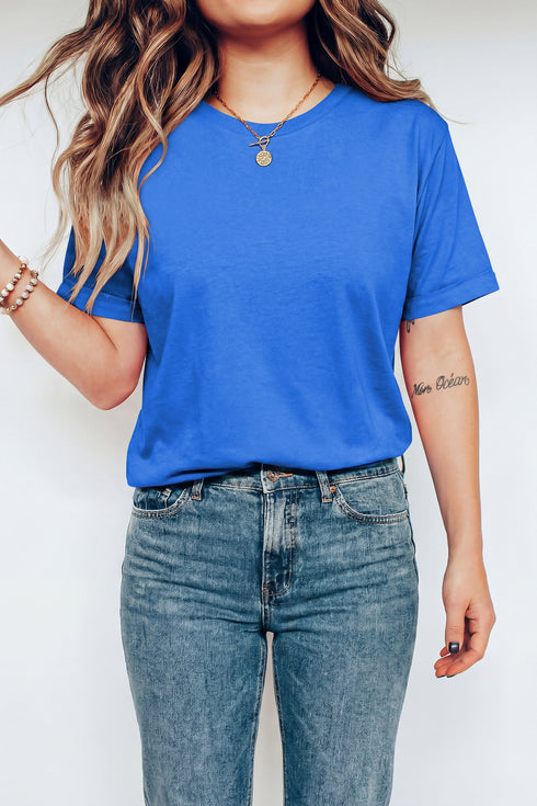 Soft Stretch Blend Crew Neck Short Sleeve Tee
