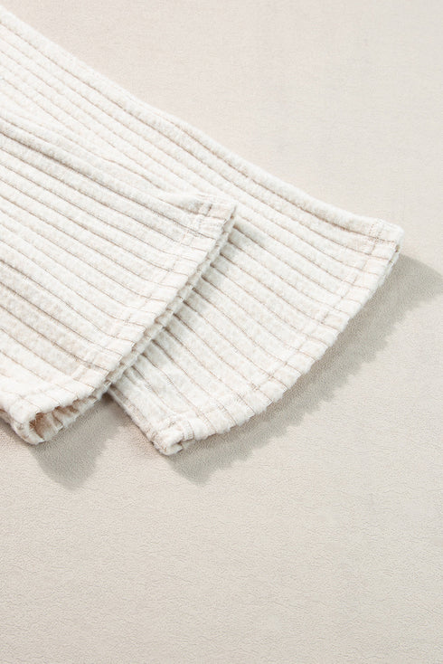 Ribbed Knit Wide Leg Slouchy Two Piece Loungewear