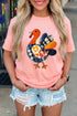 Turkey Applique Short Sleeve Round Neck Tee