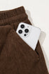 Polyester Tie Elastic Waist Soft Corduroy Pants
