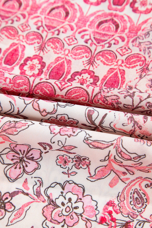 Bohemian Floral Print Tassel Drawstring Maxi Skirt